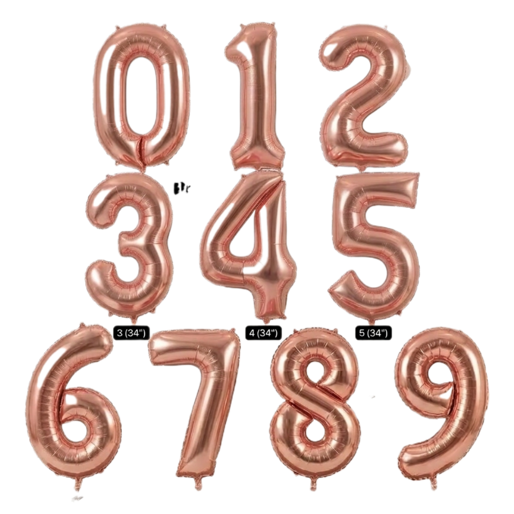 0-9 Numbers Foil Balloon Rose Gold 34-in
