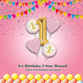 1st Birthday 1 Star/Round Satin Foil Balloon Bouquet 5-pk