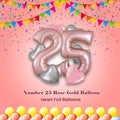 Number 25 Rose Gold Balloon Bouquet with Heart Foil Balloons 8-pk