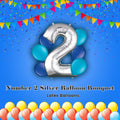 Number 2 Silver Balloon Bouquet with Latex Balloons 7-pk