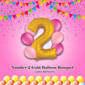 Number 2 Gold Balloon Bouquet with Latex Balloons 7-pk