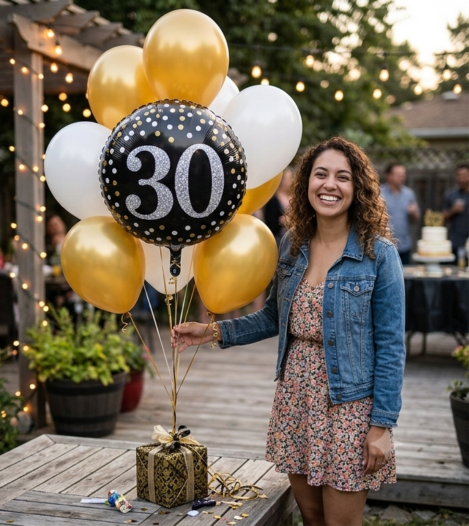 30 Sparkling Birthday Balloon Bouquet with Latex Balloons 10-pk