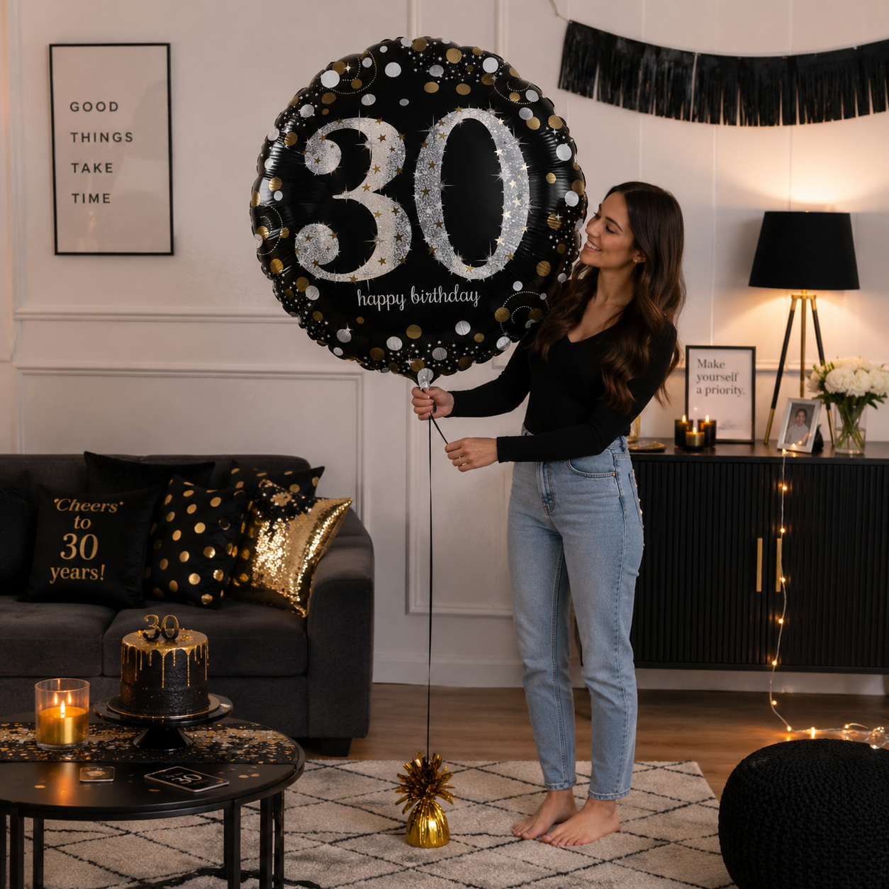 Sparkling Celebration 30 Round Satin Foil Balloon 18-in