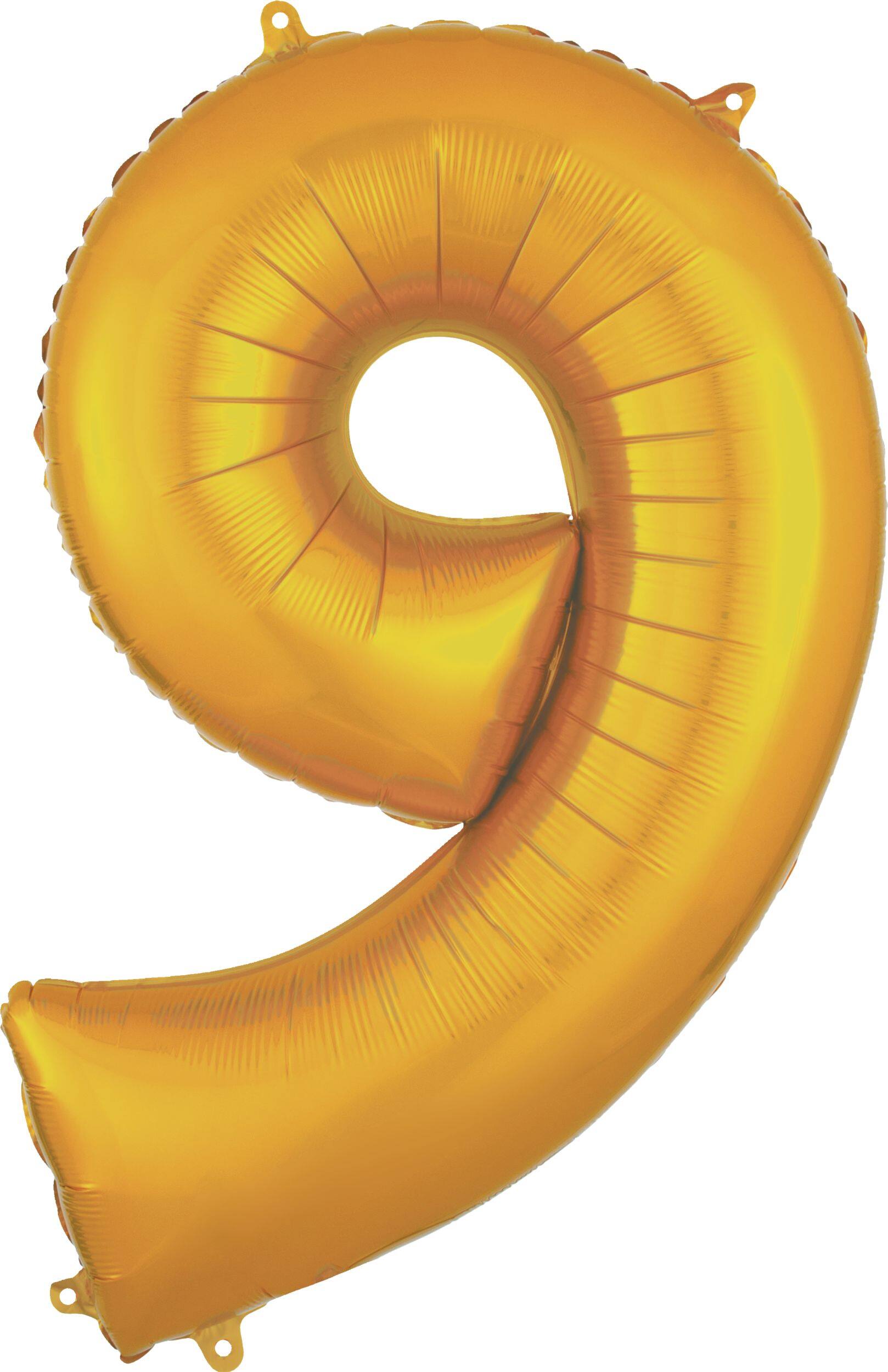 0-9 Numbers Foil Balloon Gold 34-in