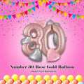 Number 30 Rose Gold Balloon Bouquet with Heart Foil Balloons 8-pk