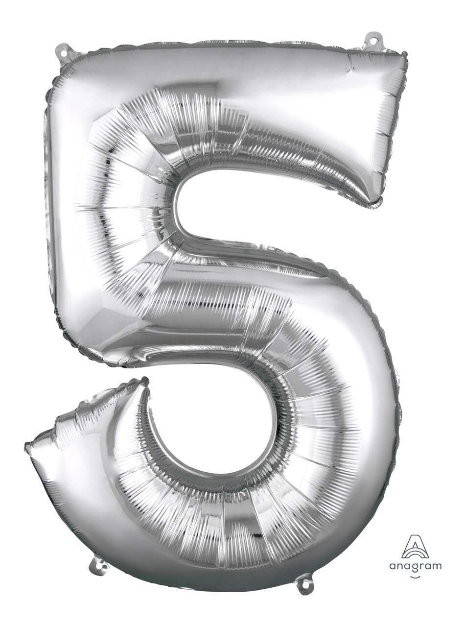 0-9 Numbers Foil Balloon Silver 34-in