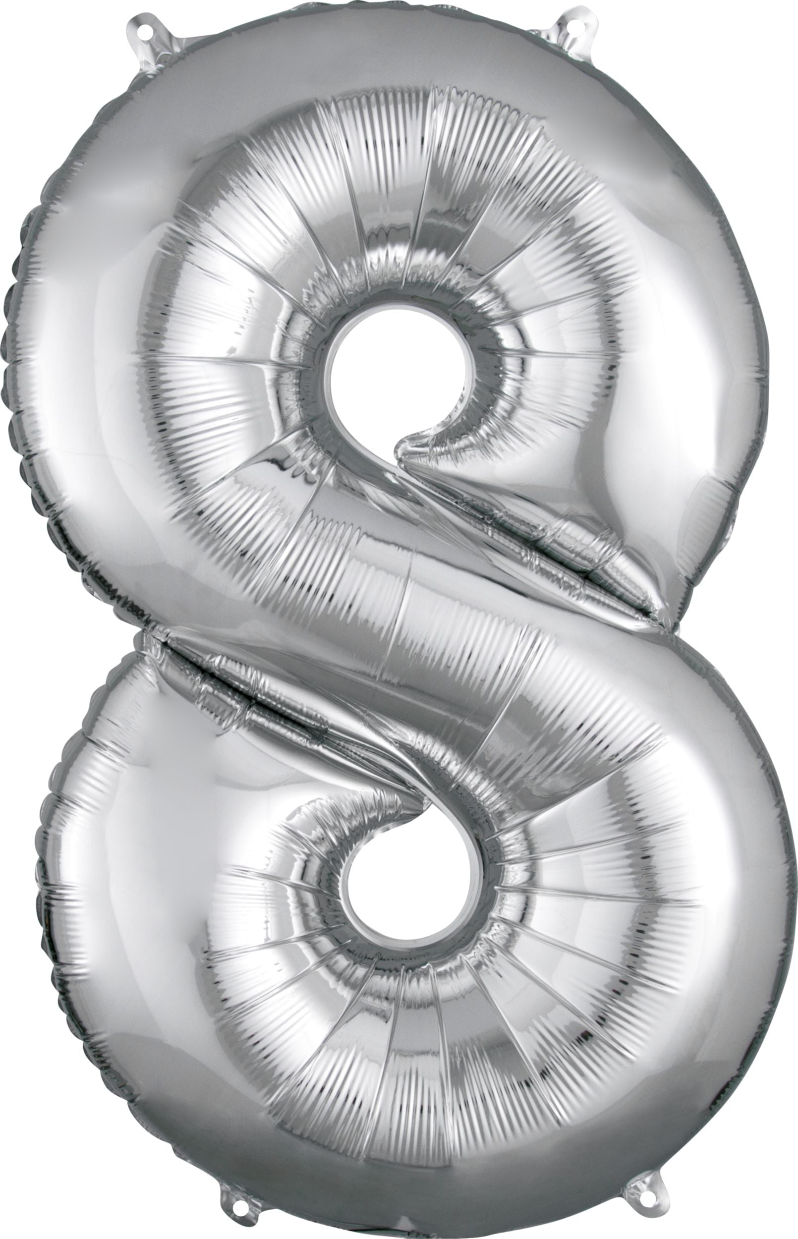 0-9 Numbers Foil Balloon Silver 34-in