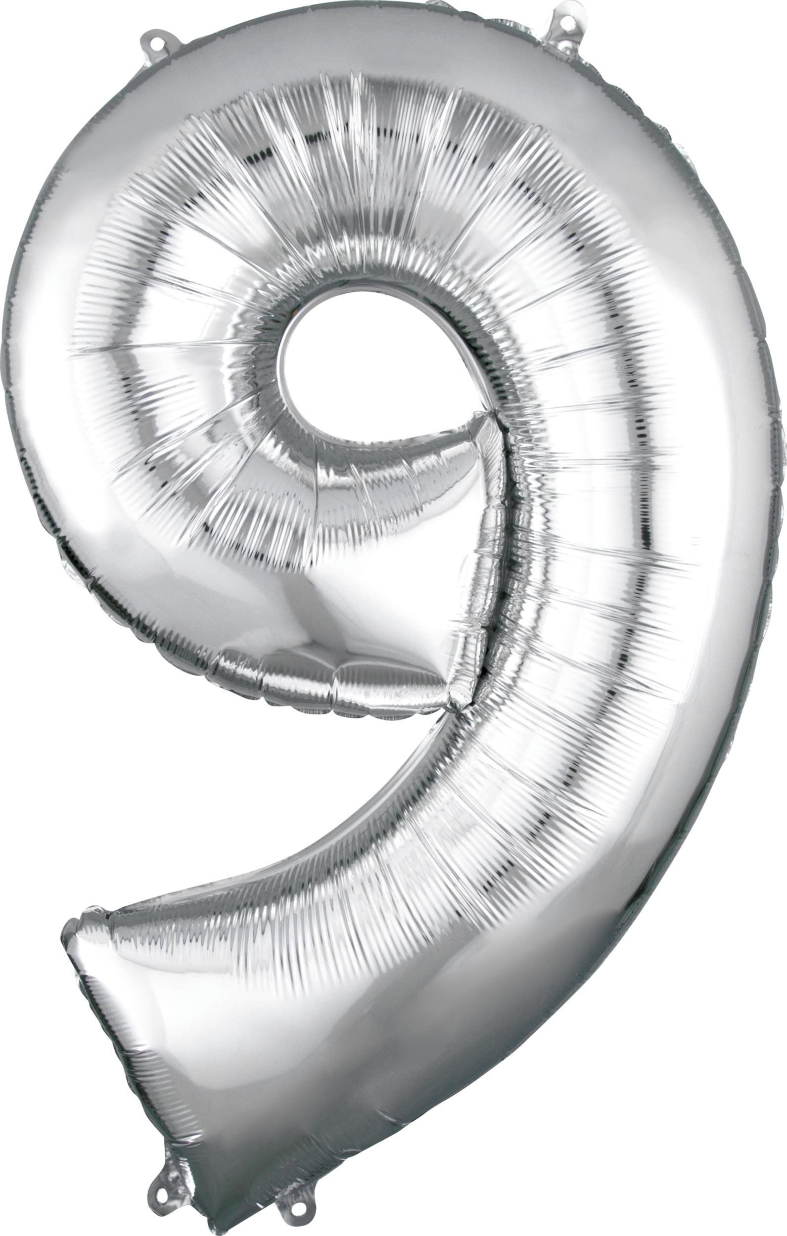 0-9 Numbers Foil Balloon Silver 34-in