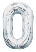 0-9 Numbers Foil Balloon Silver 34-in