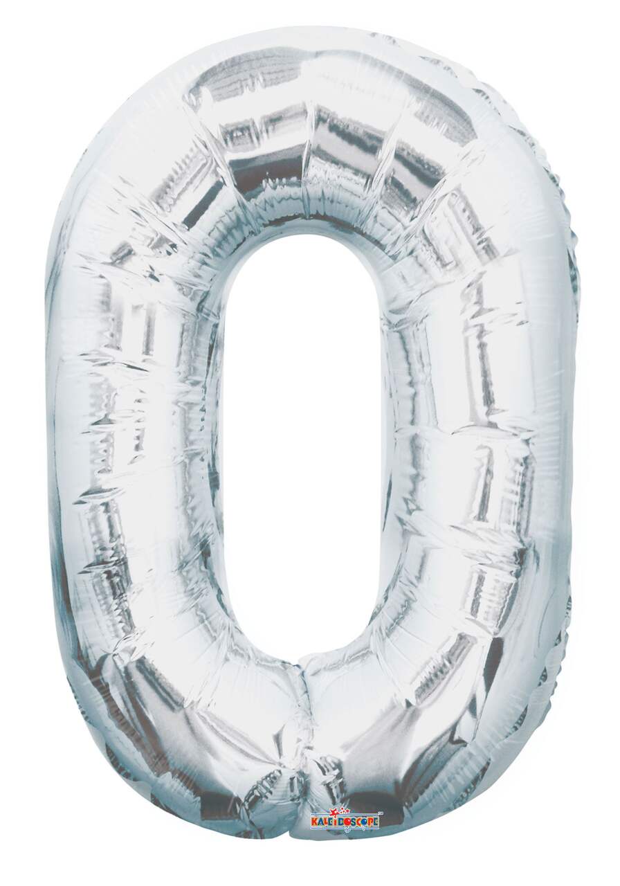 0-9 Numbers Foil Balloon Silver 34-in