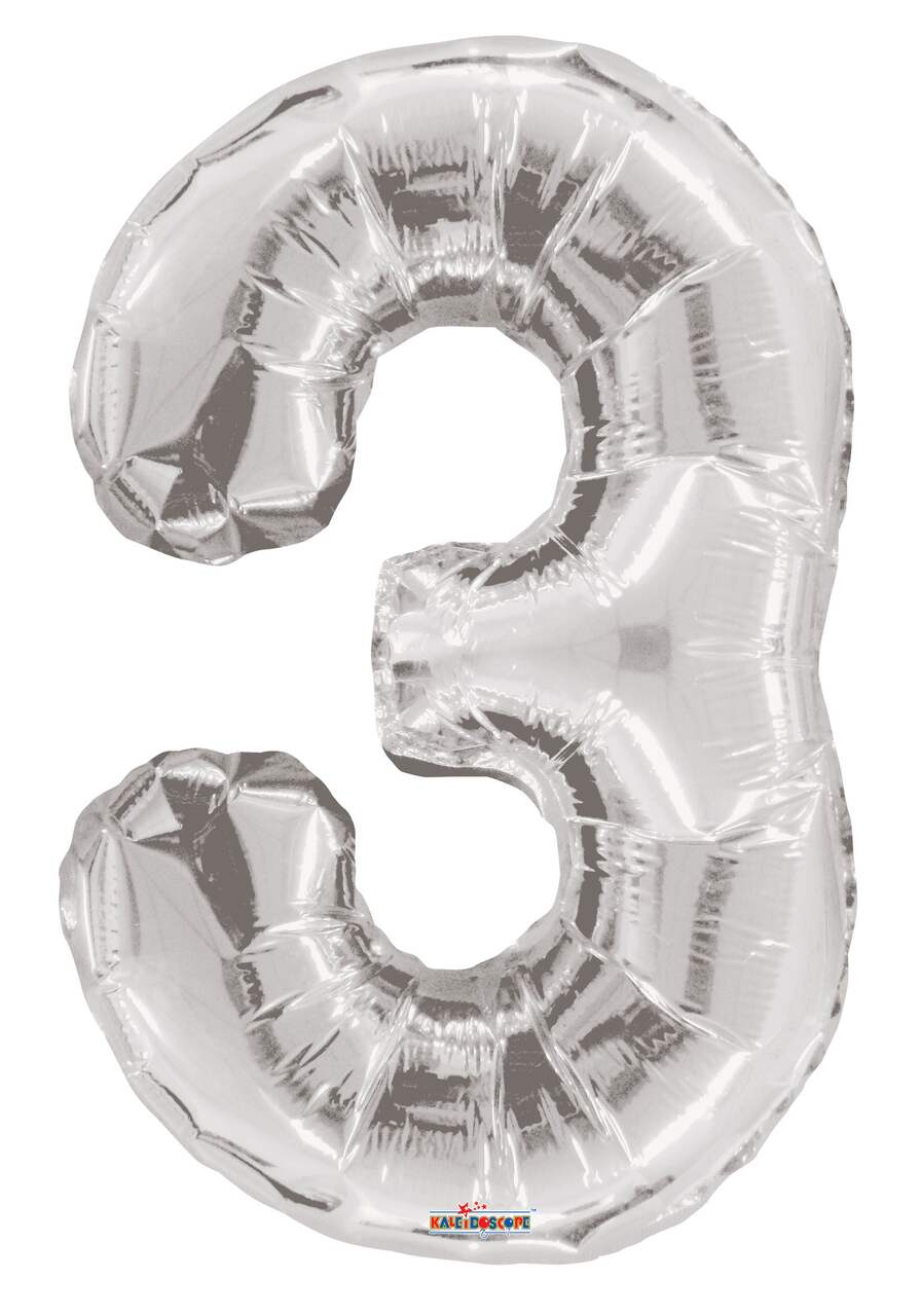 0-9 Numbers Foil Balloon Silver 34-in