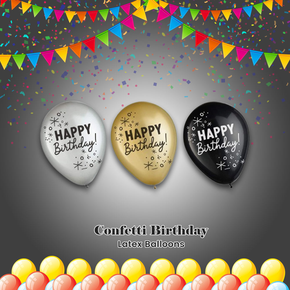 Confetti Birthday Latex Balloons 11-in