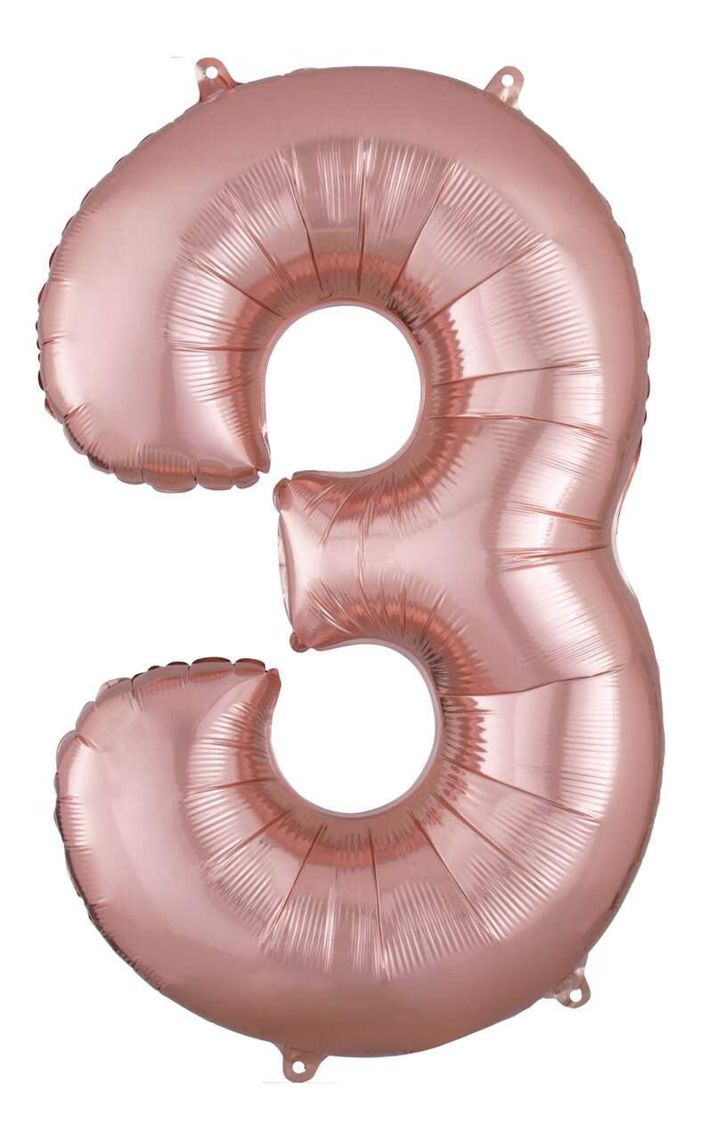 0-9 Numbers Foil Balloon Rose Gold 34-in