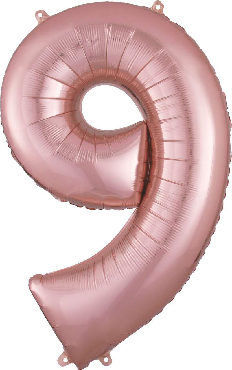 0-9 Numbers Foil Balloon Rose Gold 34-in