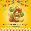Number 6 Gold Balloon Bouquet with Latex Balloons 7-pk