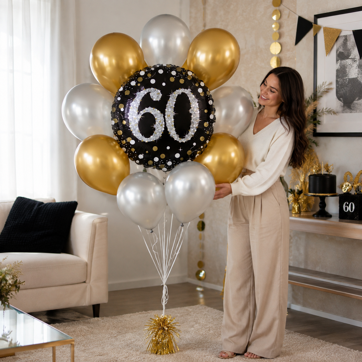 60 Sparkling Birthday Balloon Bouquet with Latex Balloons 10-pk