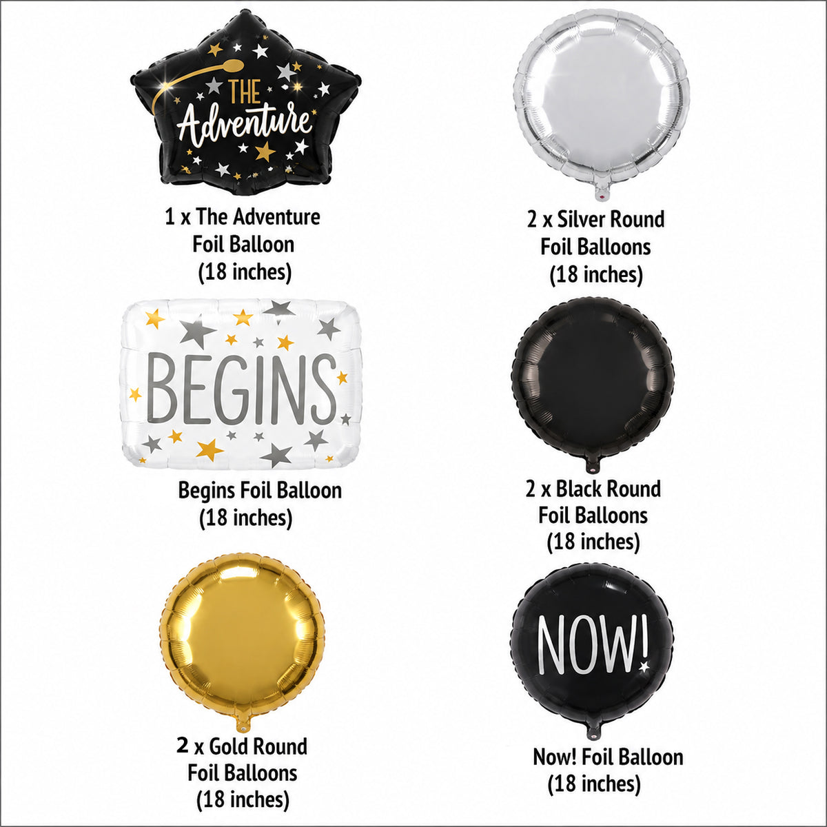 Adventure Begins Now Stacked Graduation Cap Balloon Bouquet 7-pk