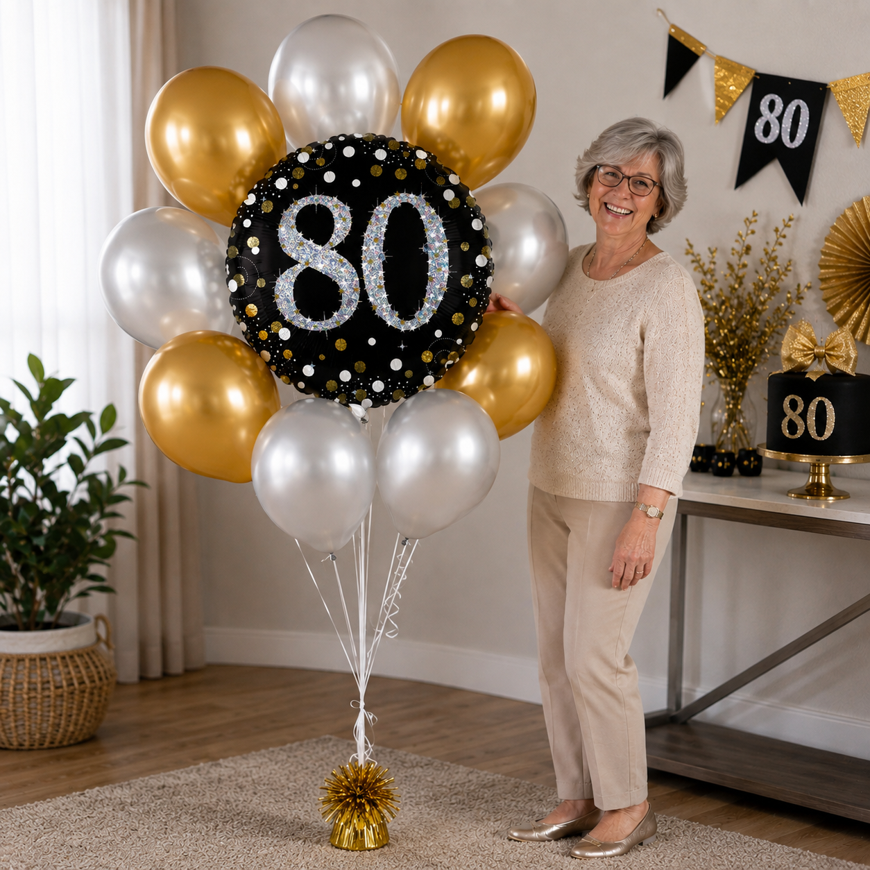 80 Sparkling Birthday Balloon Bouquet with Latex Balloons 10-pk