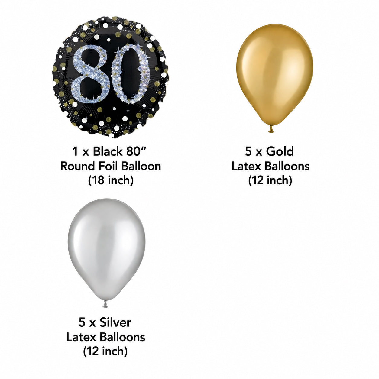 80 Sparkling Birthday Balloon Bouquet with Latex Balloons 10-pk