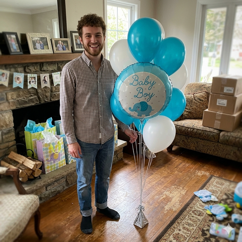 Baby Boy Elephant Balloon Bouquet with Latex Balloons 10-pk