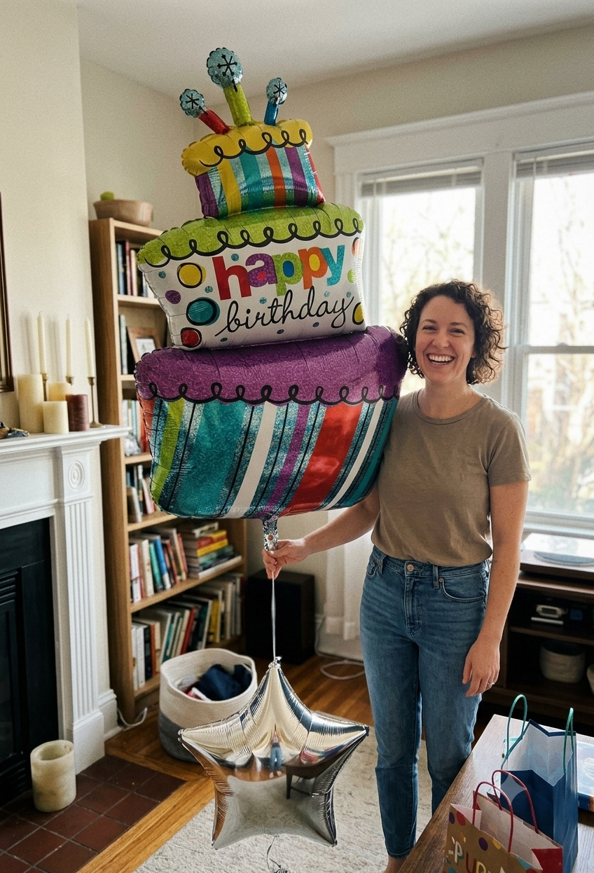 Happy Birthday Birthday Cake Satin Foil Balloon 37-in
