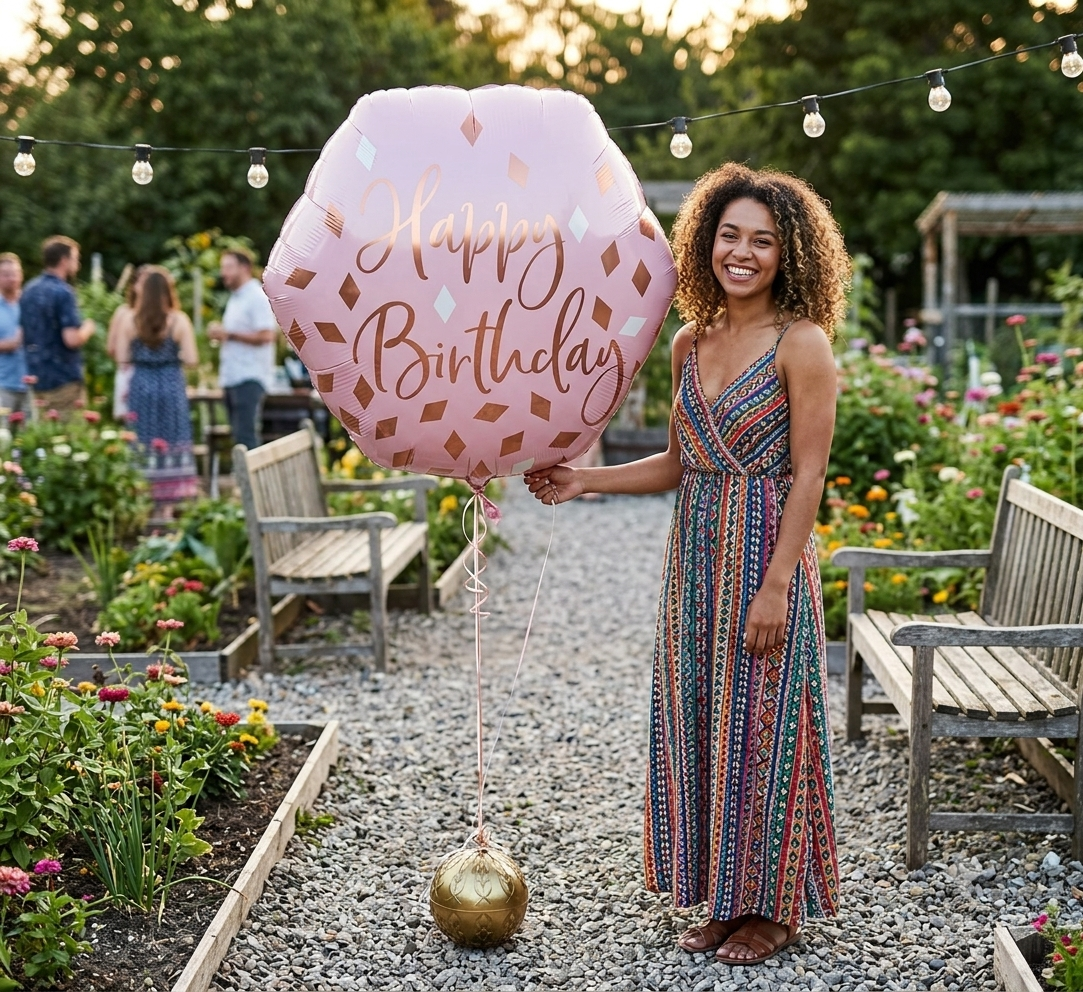 Blush Birthday Happy Birthday Octagon Satin Foil Balloon 23-in