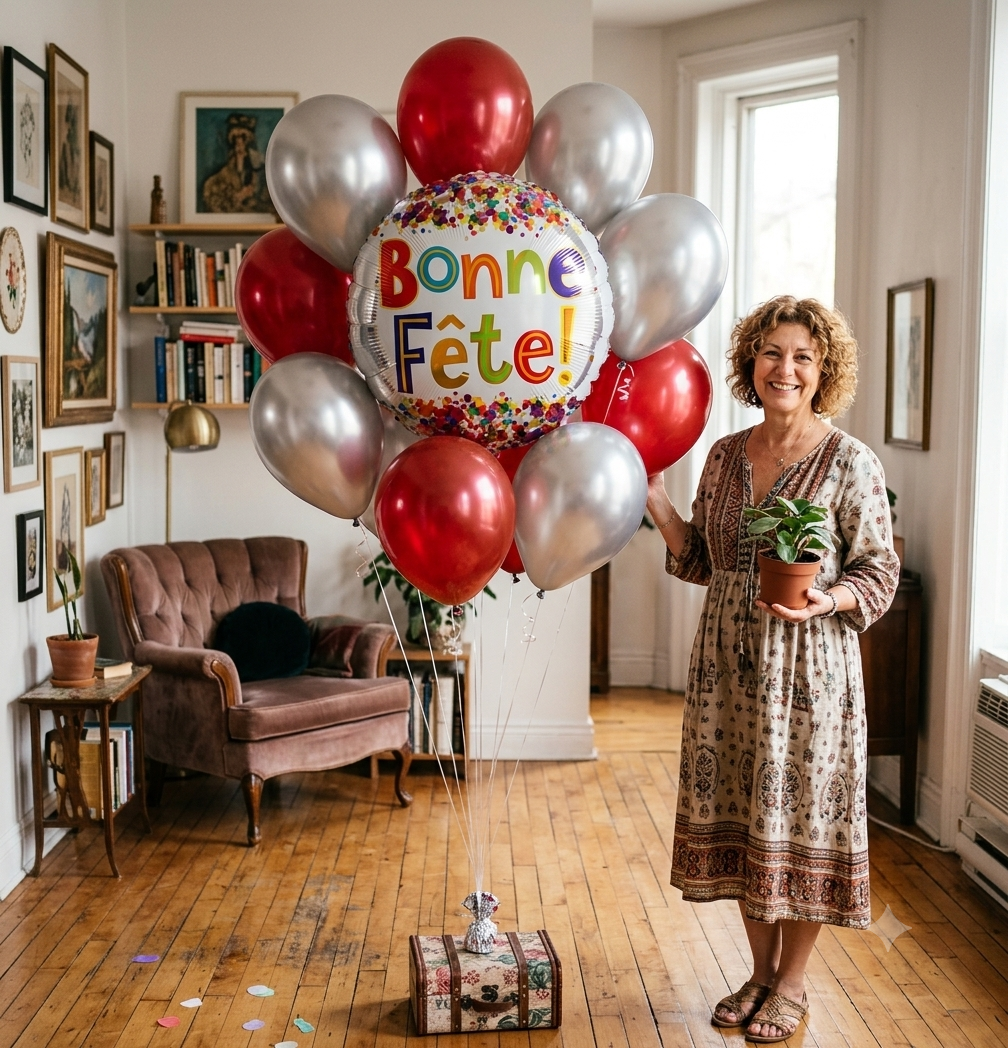 Bonne Fete! French Happy Birthday Balloon Bouquet with Latex Balloons 10-pk