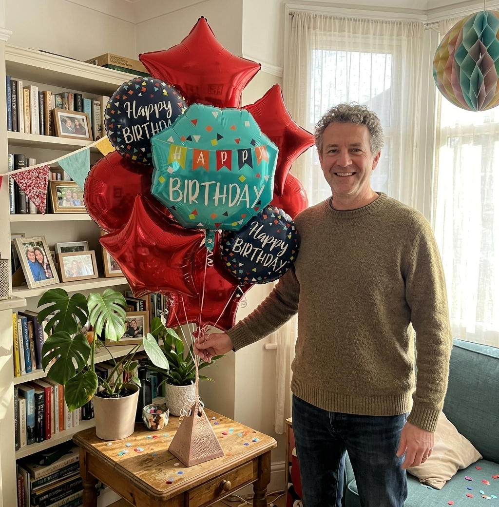 Happy Birthday A Reason to Celebrate Jumbo Balloon Bouquet with Star and Round Foil Balloons 9-pk