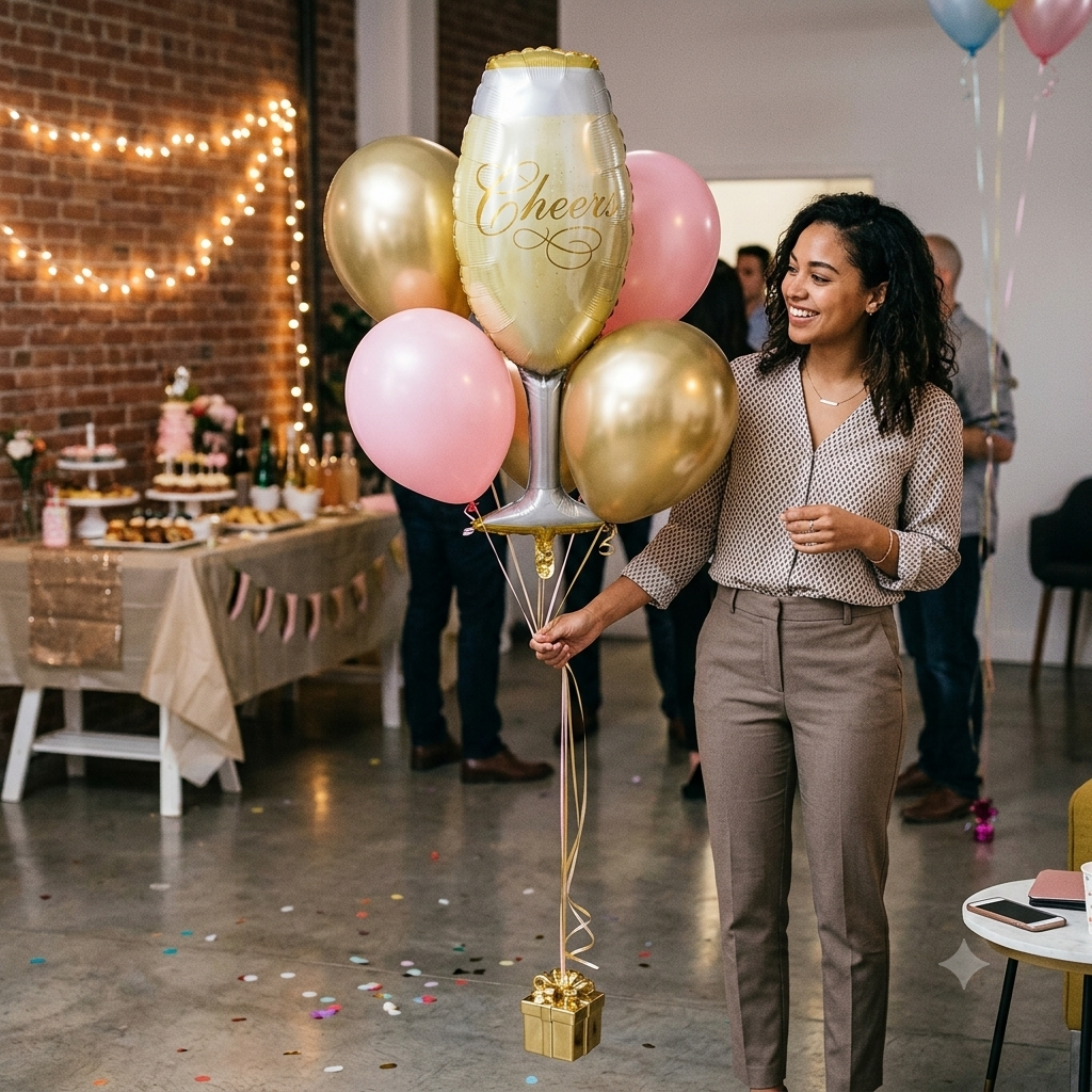 Cheers Champagne Wine Glass Supershape Balloon Bouquet with Pearl Latex Balloons 7-pk