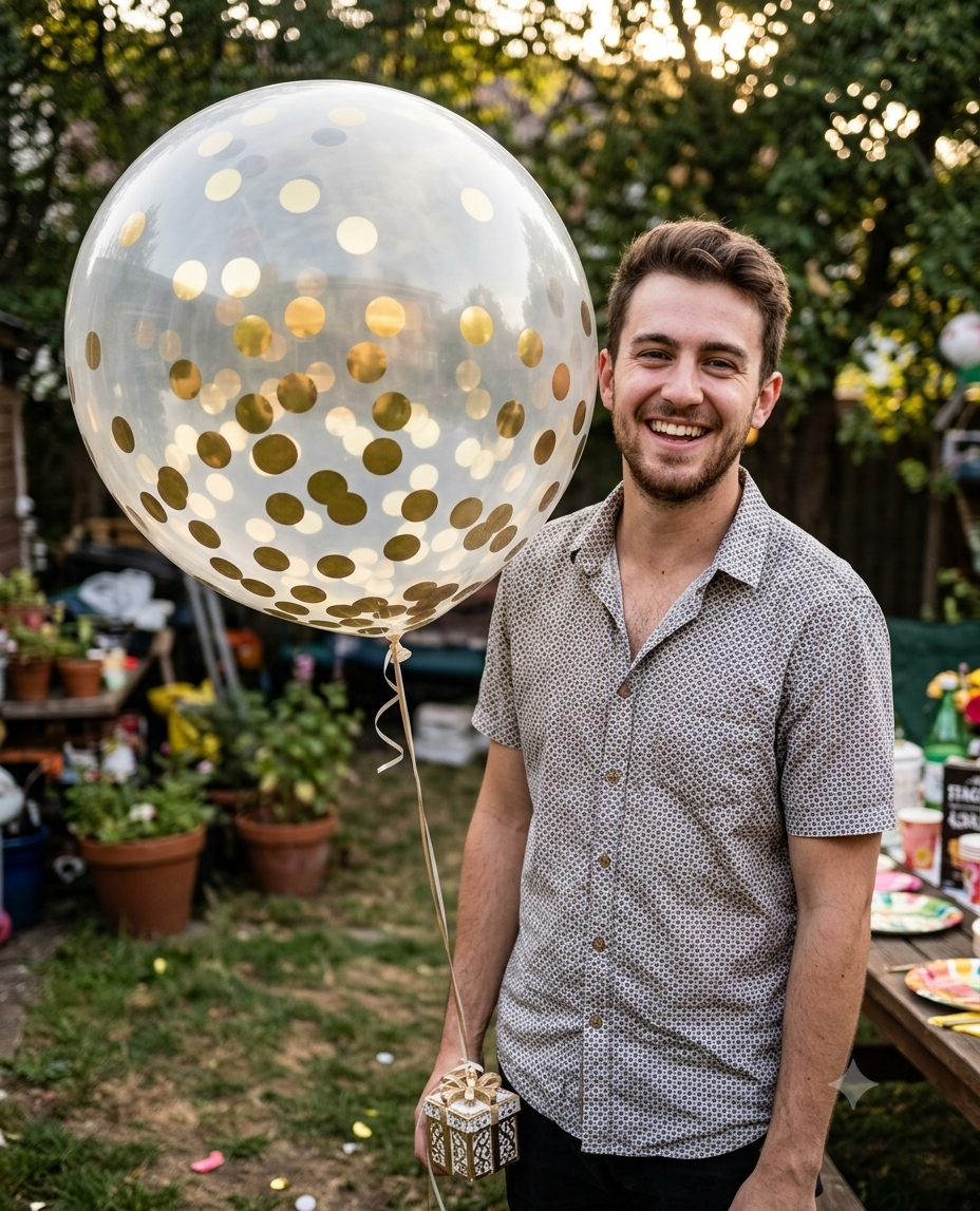 Round Transparent Confetti Latex Balloons 12-in 6-pk
