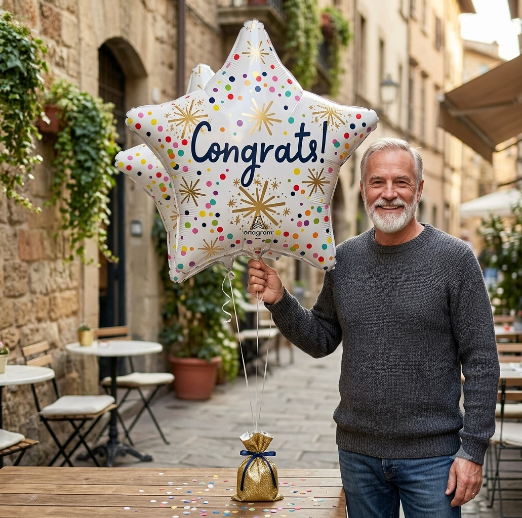 Congrats Star Satin Foil Balloon 28-in