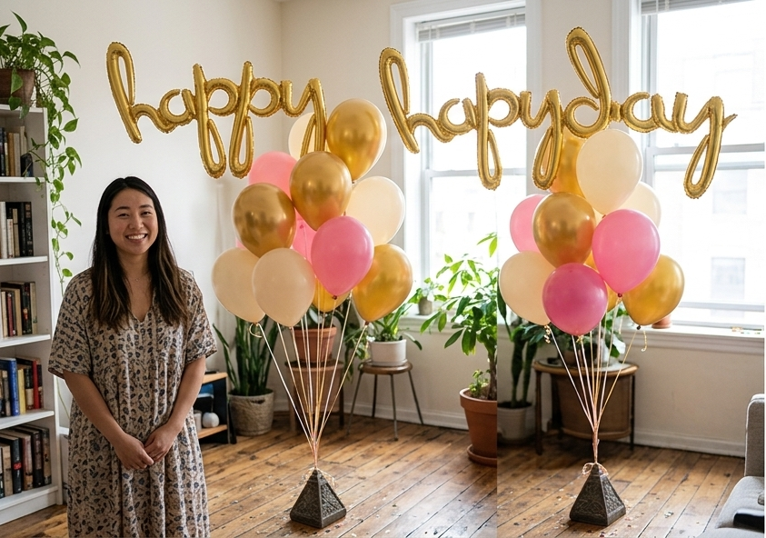 Happy B-Day Cursive Letters Satin Foil Balloon 39x31-in