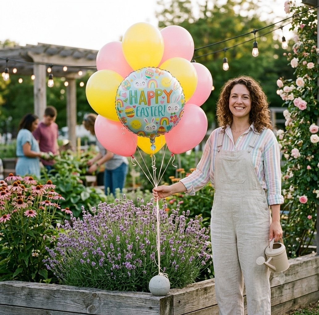 Happy Easter! Cute Icons Balloon Bouquet with Latex Balloons 10-pk