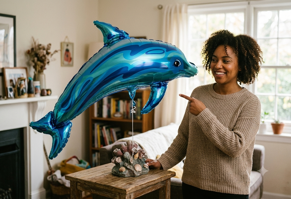 Dolphin Satin Foil Balloon 26-in