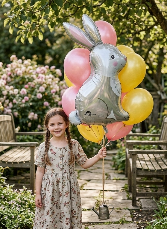 Easter Bunny Love Supershape Balloon Bouquet with Latex Balloons 7-pk