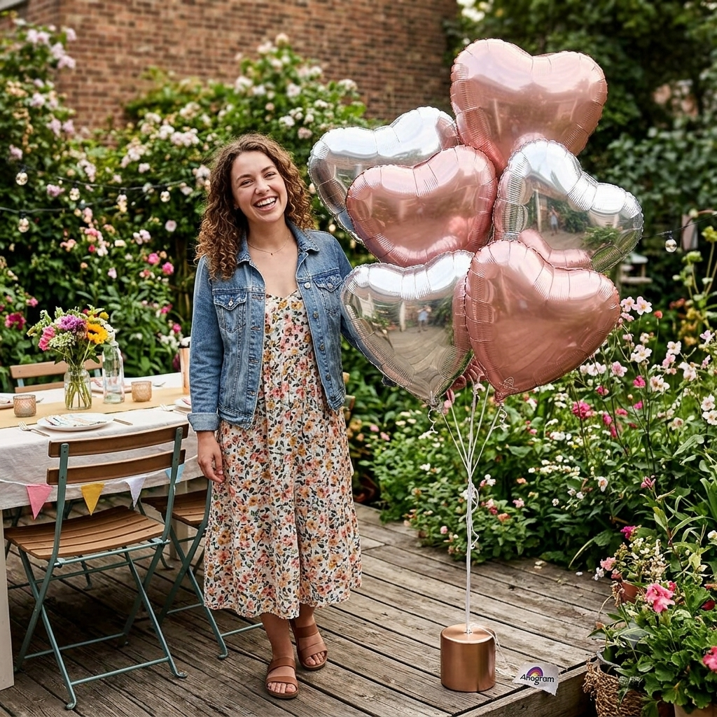 Engagement Ring Supershape Balloon Bouquet with Heart Foil Balloons 5-pk