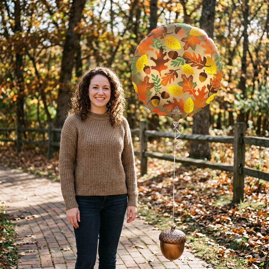 Fall Autumn Leaves Round Satin Foil Balloon 18-in
