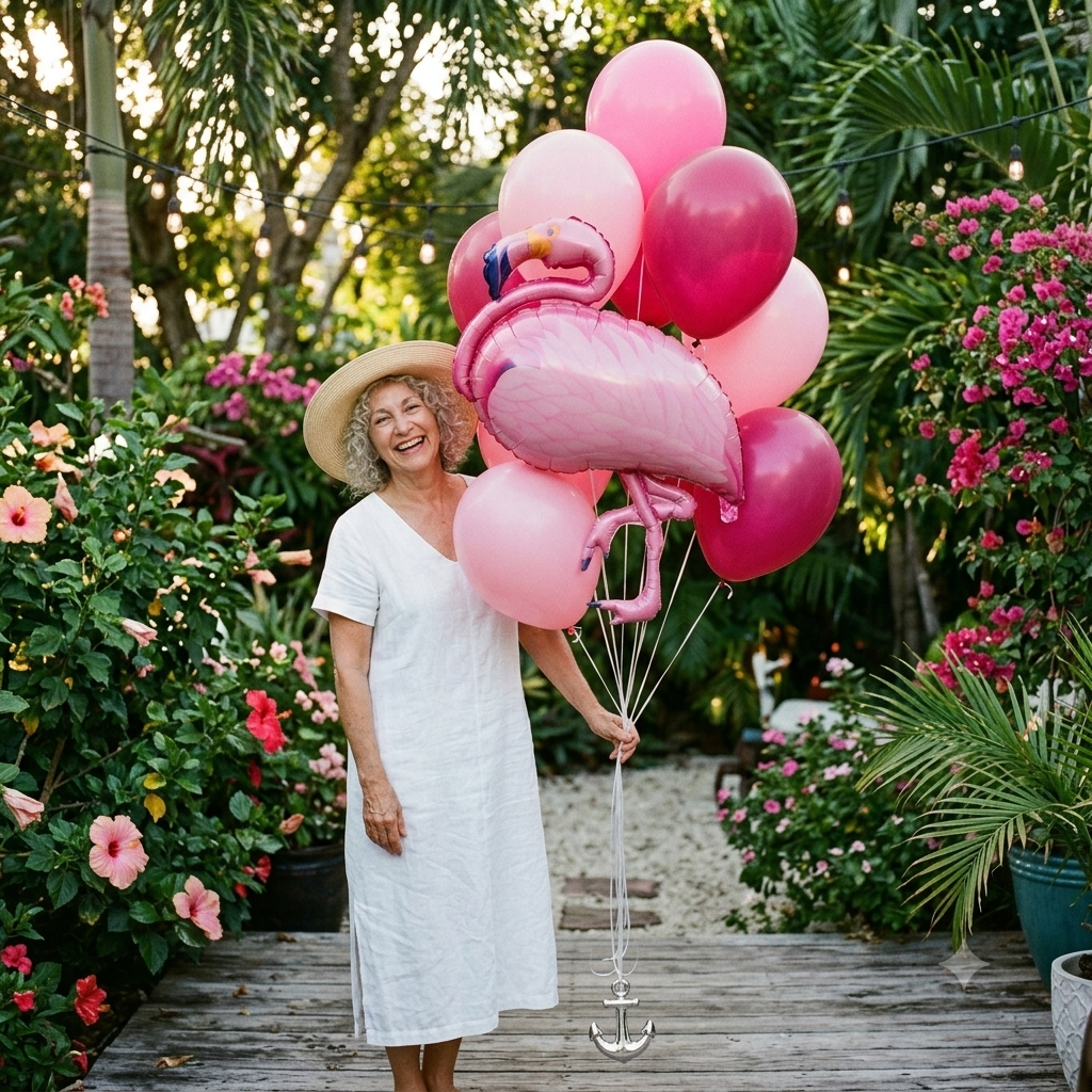Flamingo Supershape Balloon Bouquet with Latex Balloons 7-pk