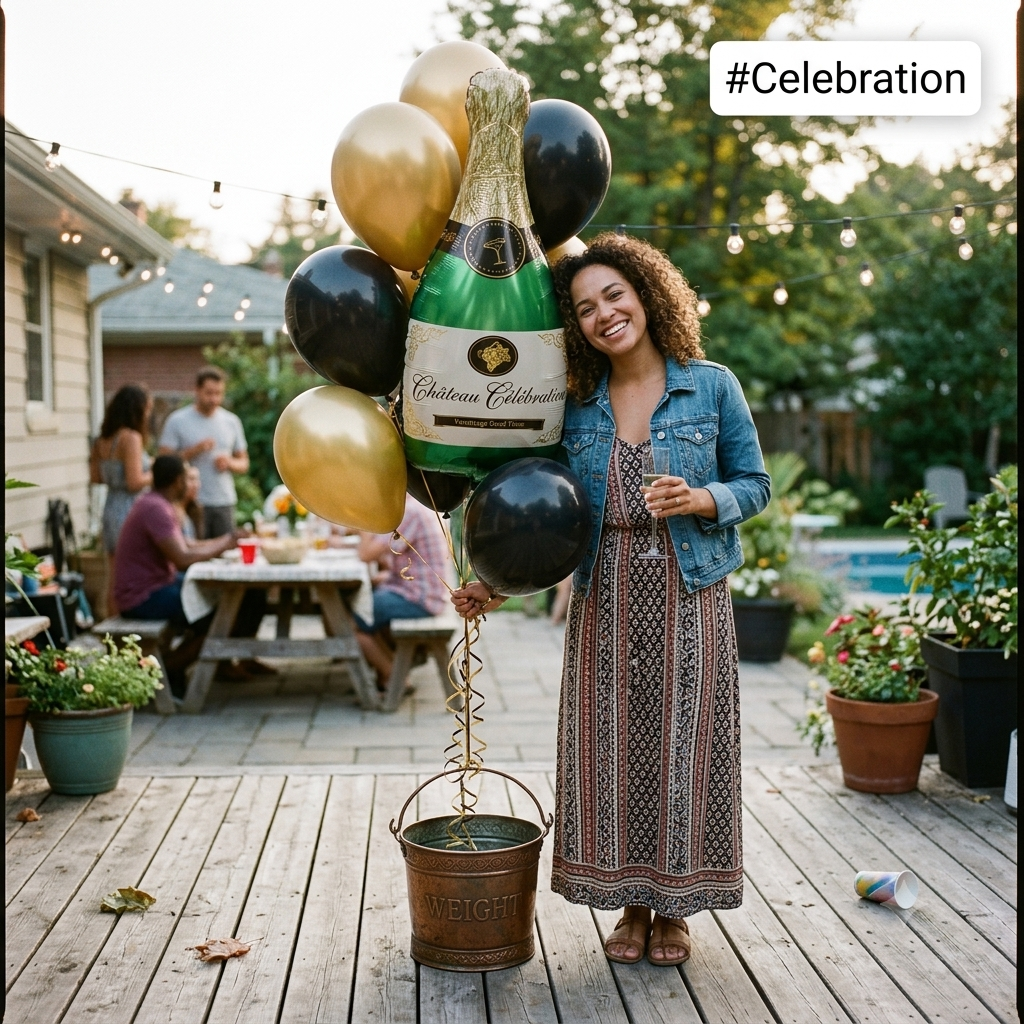 For Vintage Good Times Champagne Bottle Supershape Balloon Bouquet with Latex Balloons 7-pk
