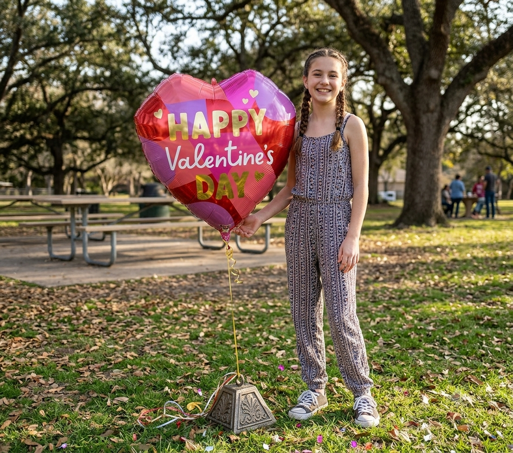 Happy Valentine's Day Geometric Heart Satin Foil Balloon 21-in