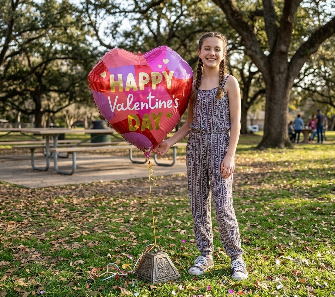 Happy Valentine's Day Geometric Heart Satin Foil Balloon 21-in