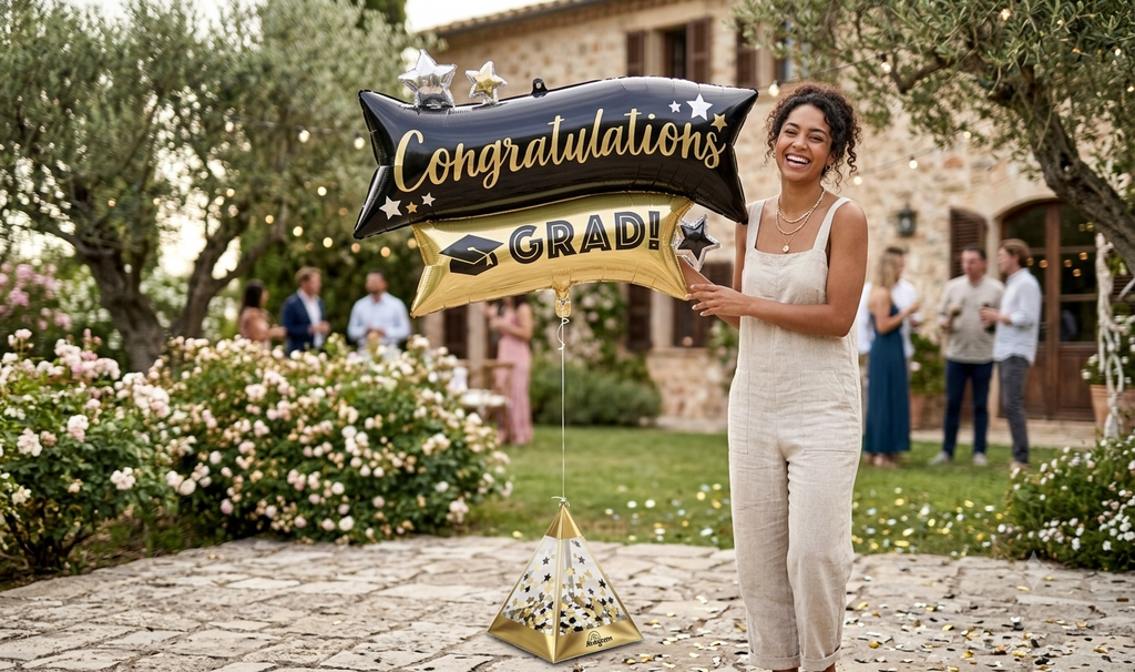 Congratulations Grad Rectangle Satin Foil Balloon 22-in
