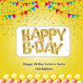 Happy B-Day Letters Satin Foil Balloon 30x10-in