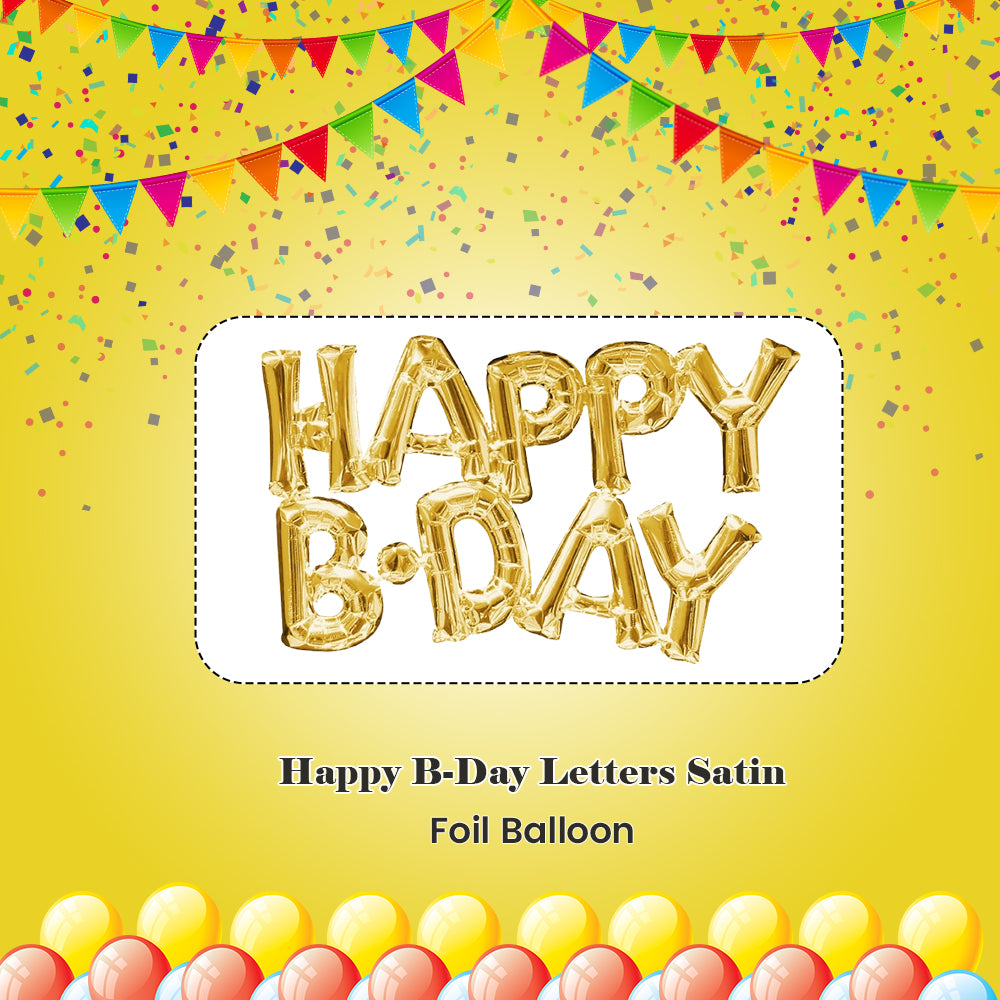 Happy B-Day Letters Satin Foil Balloon 30x10-in
