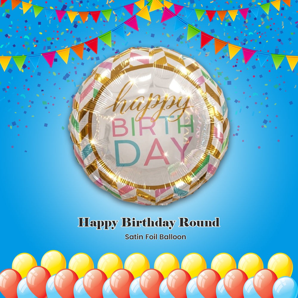 Happy Birthday Round Satin Foil Balloon 27-in
