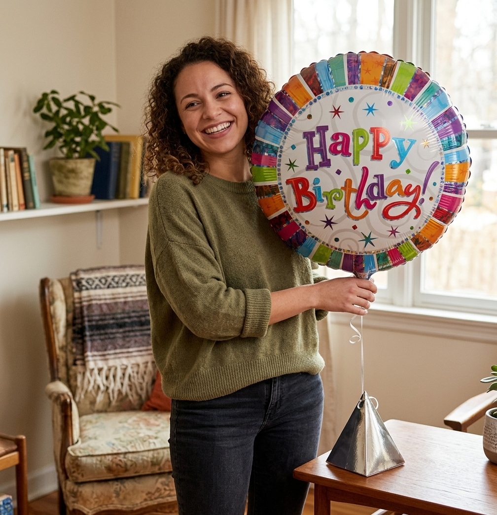 Happy Birthday Round Satin Foil Balloon 36-in