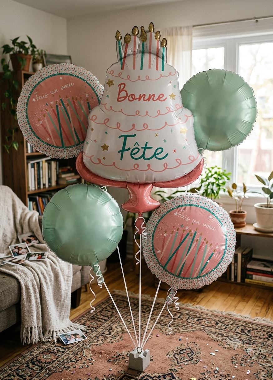 Happy Cake Day Satin Foil Balloon Bouquet 5-pk