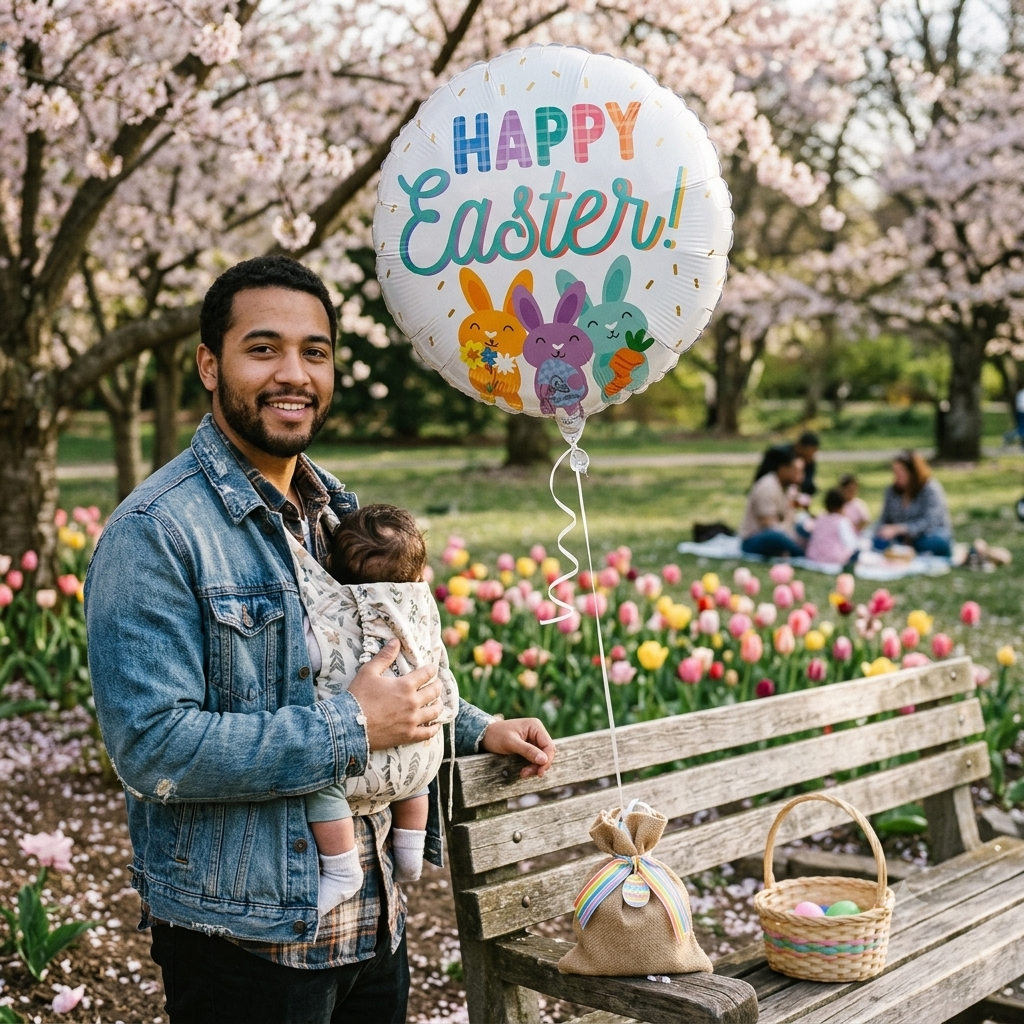 Happy Easter Round Satin Foil Balloon 18-in