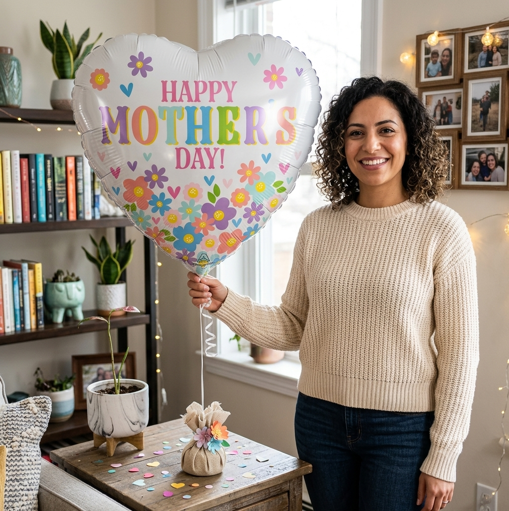 Happy Mother's Day Daisy Chain Heart Balloon 18-in