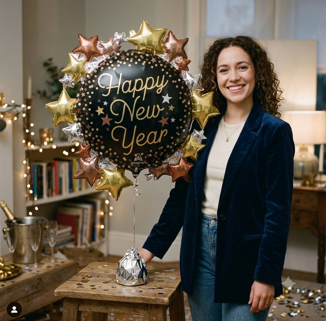 Anagram Happy New Year Stars Luxe Supershape Balloon 30-in